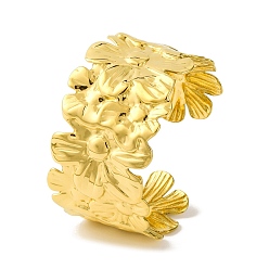 Золотой Ионное покрытие(ip) цветок 304 браслеты из нержавеющей стали для женщин, золотые, внутренний диаметр: 1-7/8x2-1/4 дюйм (4.8x5.8 см)