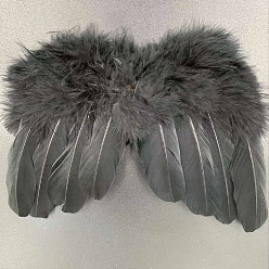 Черный Мини-кукла с перьями ангела и крыльями, с полиэфирной веревкой, Для изготовления кукол своими руками, реквизит для фотосъемки, украшения, аксессуары, чёрные, 160x280 мм