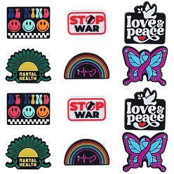 Mixed Shapes 12шт 6 стили силиконовые фокусные бусины ко Дню независимости, разнообразные, 16.5~27x26~31x7~8 мм, отверстие : 2 мм, 2 шт / стиль