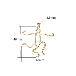 Золотой Латуни кабошон настройки подвески, человек, золотые, 48x46 мм, отверстие : 3.5 мм