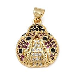 Настоящее золото 18K Латунные микро проложить кубического циркония подвески, без кадмия и без свинца, насекомое, реальный 18 k позолоченный, 20.5x16.5x5.5 мм, отверстие : 5x3.5 мм