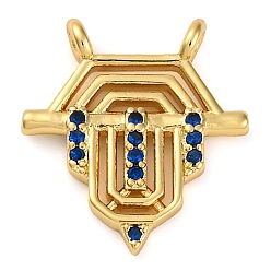Королевский синий Латунные микро проложить кубического циркония подвески, без кадмия и без свинца, реальный 18 k позолоченный, королевский синий, 16.5x15x2 мм, отверстие : 1.2 мм