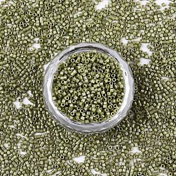 Olive 11/0 Grade A Baking Paint Glass Seed Beads, Cylinder, Uniform Seed Bead Size, Opaque Colours Luster, Olive, about 1.5x1mm, Hole: 0.5mm, about 20000pcs/bag