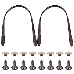 Коричневый Ремни сумки из искусственной кожи, с набором железных заклепок, плоский, аксессуары для замены сумок, кофе, 64.5x2.1x0.4 см, отверстие : 3 мм