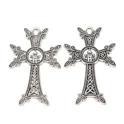 Античное Серебро Тибетский сплав стиля большие кулоны, амулеты в виде армянского креста, античное серебро, 55.5x35x2.3 мм, отверстие : 3.5 мм, Около 116 шт / 1000 г