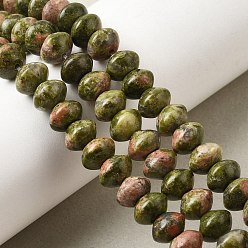 Унакит Природные Unakite бисер нитей, блюдце бусины, рондель, 8x5.5 мм, отверстие : 1 мм, около 69 шт / нитка, 15.35'' (39 см)