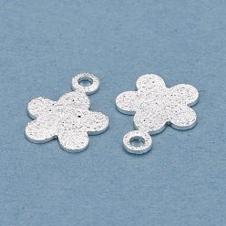925 Sterling Silver Plated Brass Charms, Flower, 925 Sterling Silver Plated, 9.5x7.5x0.5mm, Hole: 1.2mm
