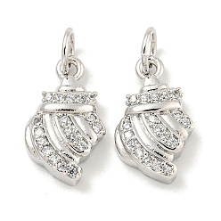 Платина Покрытие стойки латунь микропаве прозрачные подвески из кубического циркония, долговечный, с прыжковых колец, без свинца и без кадмия, раковина, платина, 15x9x8 мм, отверстие : 4 мм