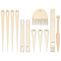 (52) Непрозрачная лаванда Набор деревянных палочек для ручного ткацкого станка, В комплект входит игла для вязания крючком с челноками, палочка для плетения гобелена и гребешок для вязания гобелена., разноцветные, 7.5~20x1.6~6.9x0.5 см, 12 шт / коробка
