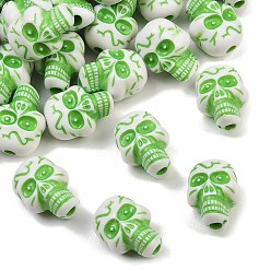 Lime Opaque Acrylic Beads, Craft Beads, Skull, Lime, 23x17.5x16mm, Hole: 3.5mm, about 151pcs/500g