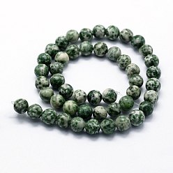 Green Spot Jasper Natural Green Spot Jasper Beads Strands, Round, 12mm, Hole: 1.2mm, about 32pcs/strand,  14.76 inch(37.5cm)