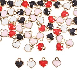 (52) Непрозрачная лаванда Сердце сплав очаровывает эмаль, разноцветные, 8x7.5x2.5 мм, отверстия: 1.5 мм, 80 шт / коробка