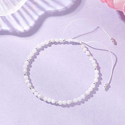 Лунный Камень Браслеты из натурального лунного камня и гальванически покрытого немагнитного синтетического гематита с круглыми бусинами, плетеные для женщин., внутренний диаметр: 1.93 ~3.39 дюйм (4.9~8.6 см)