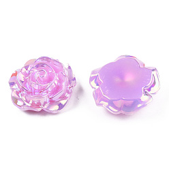 Фиолетовый Кабошоны из непрозрачного абс-пластика, с покрытием AB цвета, роза, фиолетовые, 24x23.5x9 мм
