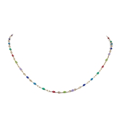 Разноцветный 304 ожерелья из эмалированных звеньев из нержавеющей стали, красочный, 16.93 дюйм (43 см)