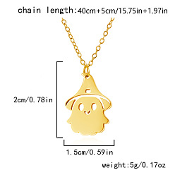 Ghost Хэллоуин 304 подвески из нержавеющей стали с лазерной резкой, золотые, призрак, 15.75 дюйм (40 см), Кулон : 20x15 мм