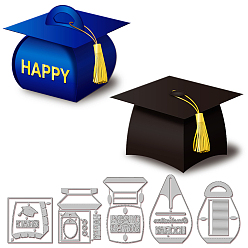 Box Выпускной тема трафареты для резки углеродистой стали, Шаблон для изготовления бумажных карточек с декоративным тиснением для скрапбукинга своими руками, художественный промысел, коробка, 104~155x100~104x0.8 мм, 5 шт / комплект