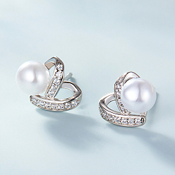 Серебро S925 серьги-подвески из стерлингового серебра, с имитацией жемчуга, круглые, серебряные