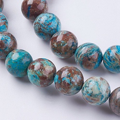 Chrysocolla Gemstone Beads Strands, Natural Chrysocolla, Round, Dyed & Heated, 10mm, Hole: 1.4mm, about 39pcs/strand, 15 inch(38cm)