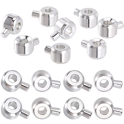 Посеребрённый 30 шт. латунные обжимные бусины, долговечный, колонка, 925 серебро покрытием, 4.5x3.5x2.5 мм, отверстие : 0.9 мм