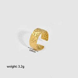 Настоящее золото 18K 304 регулируемые открытые манжеты из нержавеющей стали для женщин, простое кольцо, реальный 18 k позолоченный, 8.5 мм, внутренний диаметр: регулируемый