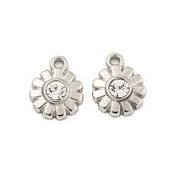 Кристалл 304 подвески из нержавеющей стали, со стразами, , реальный 14 k позолоченный, кристалл, 11x9x3 мм, отверстие : 1.5 мм