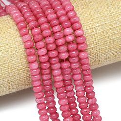Светло-Вишневый Натуральный Malaysia нефритовые бусы пряди, окрашенная и подогревом, рондель, светло-вишневый, 6~6.5x3.8~4.5 мм, отверстие : 0.9~1 мм, около 92~94 шт / нитка, 14.96''~15.35'' (38~39 см)