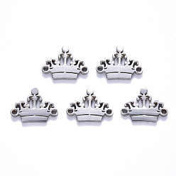 Stainless Steel Color Tarnish Resistant 201 Stainless Steel Links Connectors, Laser Cut, Crown, Stainless Steel Color, 13x17x1.5mm, Hole: 1.6mm