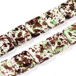 Кокосово-Коричневый Синтетических нитей бирюзовые бусы, окрашеные, квадратный, кокосового коричневый, 20x20x6.5 мм, отверстие : 1 мм, около 20 шт / нитка, 15.63'' (39.7 см)