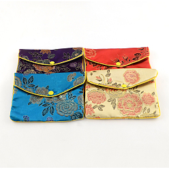 Mixed Color Rectangle Cloth Zip Pouches, Bag, Purse, Mixed Color, 11x14cm