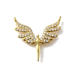 Настоящее золото 18K Латунные микро проложить кубического циркония подвески, крылатые прелести, без кадмия и без свинца, долговечный, стойки покрытие, реальный 18 k позолоченный, 19.5x20.5x2 мм, отверстие : 1 мм