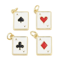 Mixed Shapes Brass Enamel Charms, with Jump Ring, Cadmium Free & Lead Free, Long-Lasting Plated, Rack Plating, Playing Card Charms, Real 18K Gold Plated, Mixed Shapes, 15x12.5x2mm, Hole: 3mm