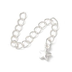 Серебро Латунные концы стойки с цепочкой и подвесками, долговечный, без свинца и без кадмия, звезда, серебряные, 55 мм