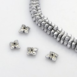 Platinum Plated Electroplate Non-magnetic Synthetic Hematite Beads Strands, Butterfly, Platinum Plated, 6x6x2mm, Hole: 1mm, about 181pcs/strand, 15.7 inch