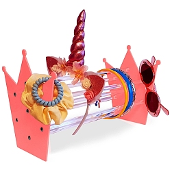 Лосось Акриловые держатели для повязок на голову с короной, Органайзер для украшений на голову для девочек и женщин, salmon, 10.8x29.3x22 см