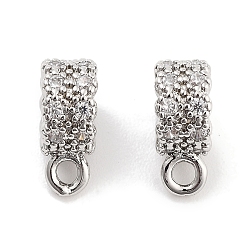 Платина Латунь с кубическим цирконием подвеской, без кадмия, без никеля и без свинца, колонка, прозрачные, платина, 10.3x4x7 мм, отверстия : 1.6 mm и 4 мм