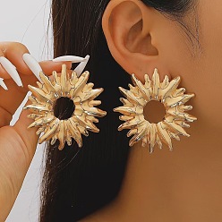 Солнце 304 из нержавеющей стали серьги, золотой свет, солнце, 56 мм