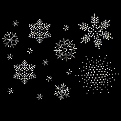 Cristal AB Strass hotfix en forme de flocon de neige, strass de verre, accessoires de costumes, couture artisanat décoration, cristal ab, 75x100x1.5mm, flocon: 13~86x12~73mm