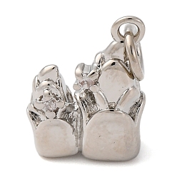 Платина Латунные микро проложить кубического циркония подвески, прелести салата, с целью перехода в кольце, долговечный, без кадмия и без свинца, стойки покрытие, платина, 14.5x12x6 мм, отверстие : 3 мм