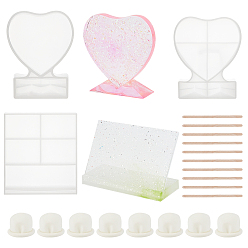Белый Фоторамка силиконовые формы, формы для литья смолы, для уф-смолы, изготовление ювелирных изделий из эпоксидной смолы, с одноразовыми латексными кроватками и палочками для мороженого из березы, белые, силиконовые формы: 3 шт. / набор