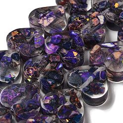 Темно-Фиолетовый Окрашенная натуральная императорская яшма с нитями смоляных бусин, сердце, темно-фиолетовый, 14x16x5 мм, отверстие : 1.2 мм, около 13 шт / нитка, 6.81 дюйм (17.3 см)