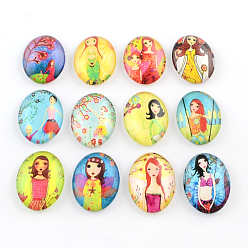(52) Непрозрачная лаванда Красивая девушка модель стеклянные овальные кабошоны Flatback для поделок проектов, разноцветные, 40x30x8 мм