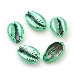 Verde Primavera Perlas de concha electrochapadas, concha de cauri, primavera verde, 18~20x11.5~13x6~6.5 mm, agujero: 2 mm