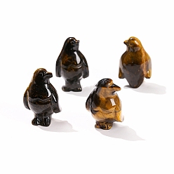 Тигровый глаз Резные фигурки пингвинов из натурального тигрового глаза, для украшения рабочего стола домашнего офиса, 55 мм