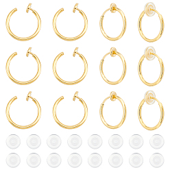 Золотой 20шт. 304 фурнитура для сережек-клипс из нержавеющей стали, с комфортными силиконовыми подушечками, золотые, 14.5x1.5 мм