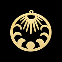 Золотой 201 подвески из нержавеющей стали, лазерная резка, подвески с фазами луны, золотые, 30x28x1 мм, отверстие : 1.4 мм