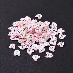 Lavender Blush Handmade Polymer Clay Cabochons, Polymer Clay Slices for Resin Crafts & DIY Projects, Bear Head, Lavender Blush, 5.5x6x0.8mm, about 76923pcs/1000g