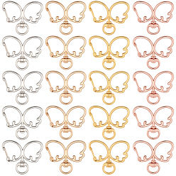 (52) Непрозрачная лаванда 20 шт 4 цвета поворотные застежки из сплава, бабочка, разноцветные, 33x40x6.5 мм, отверстие : 9x5 мм, 5 шт / цвет