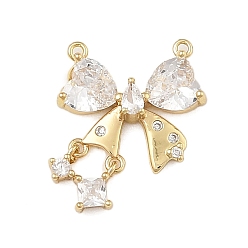 Золотой Шармы-соединители из латуни с микропаве из кубического циркония, золотые, 17.5x14x4 мм, отверстие : 0.8 мм