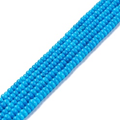 Dodger Blue Natural Magnesite Beads Strands, Dyed, Flat Round, Dodger Blue, 4.5x2.5mm, Hole: 0.7mm, 15.55~15.75 inch(39.5~40cm)